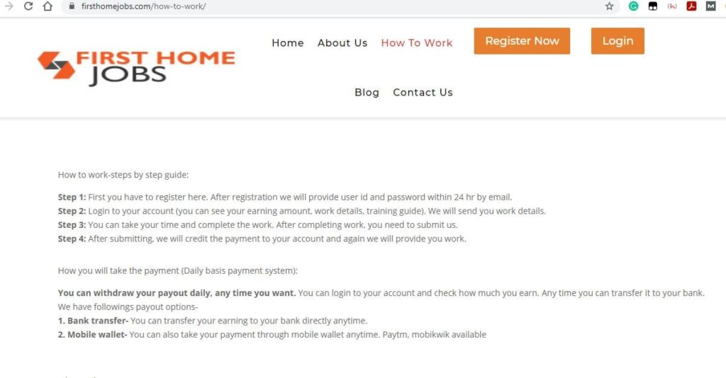Firsthomejobs How to work