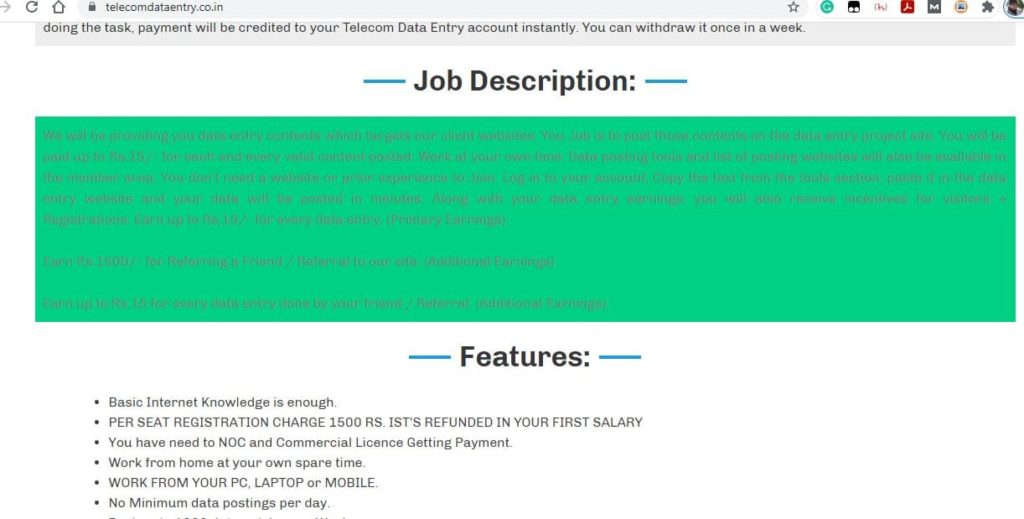Telecomdataentry Job Description
