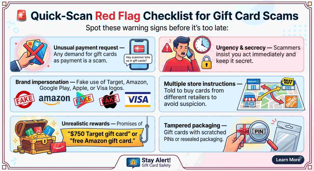 Gift Card Scam Checklist