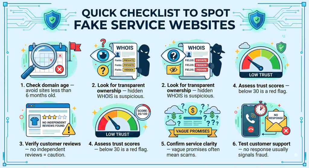 Quick Checklist to Spot Fake Service Websites