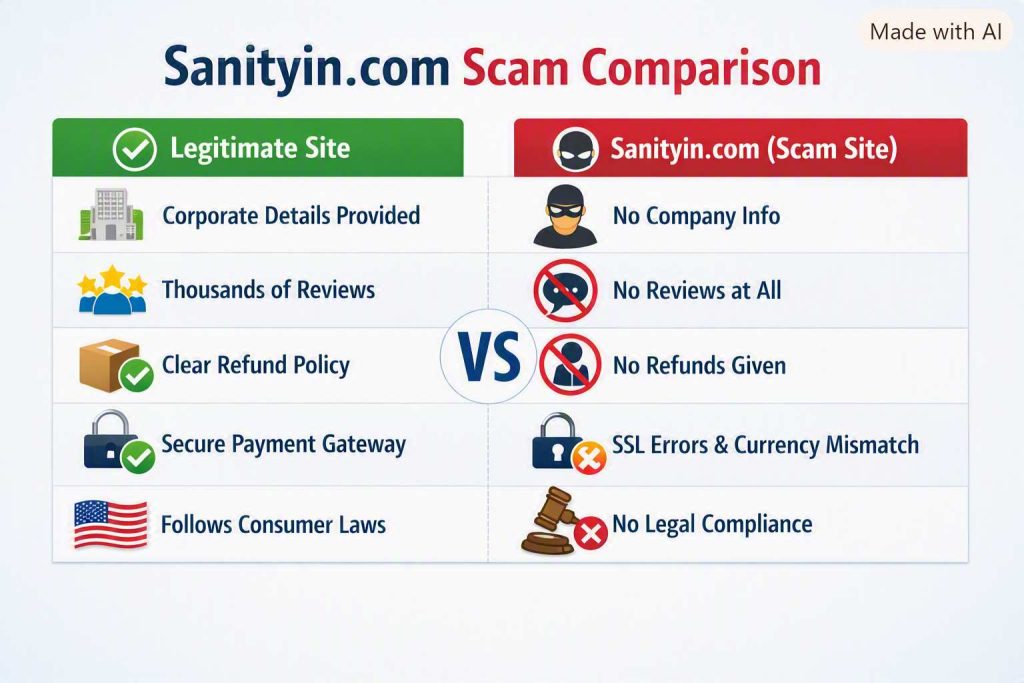 Sanityin Vs Legit Site