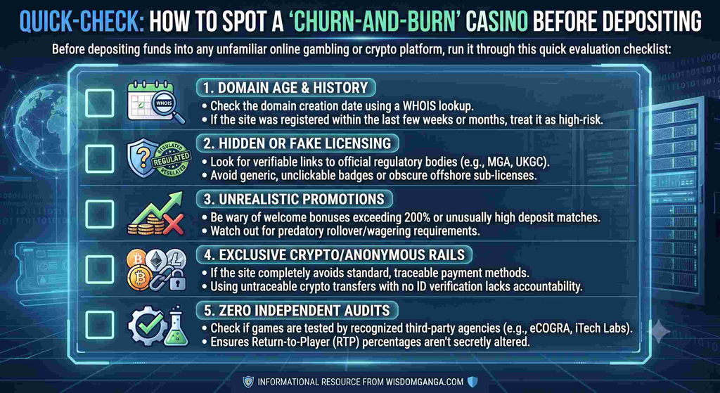Quick Check- how to spot a 'churn and burn' casino before depositing